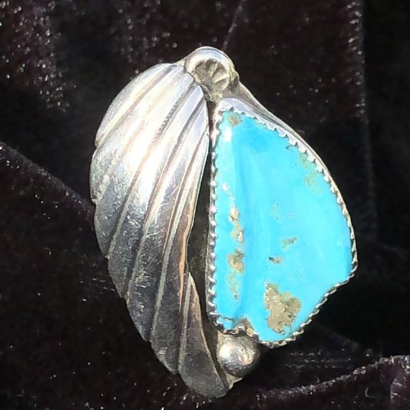 Vintage 8.5 Sleeping Beauty Turquoise Sterling Silver Ring by Bernadette Eustace - Picture 3 of 12
